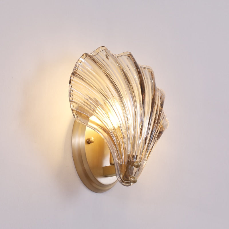 glass and gold base sconce