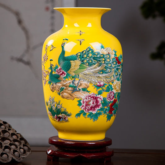 Royal Nippon Nishiki Hand Painted Yellow Vase