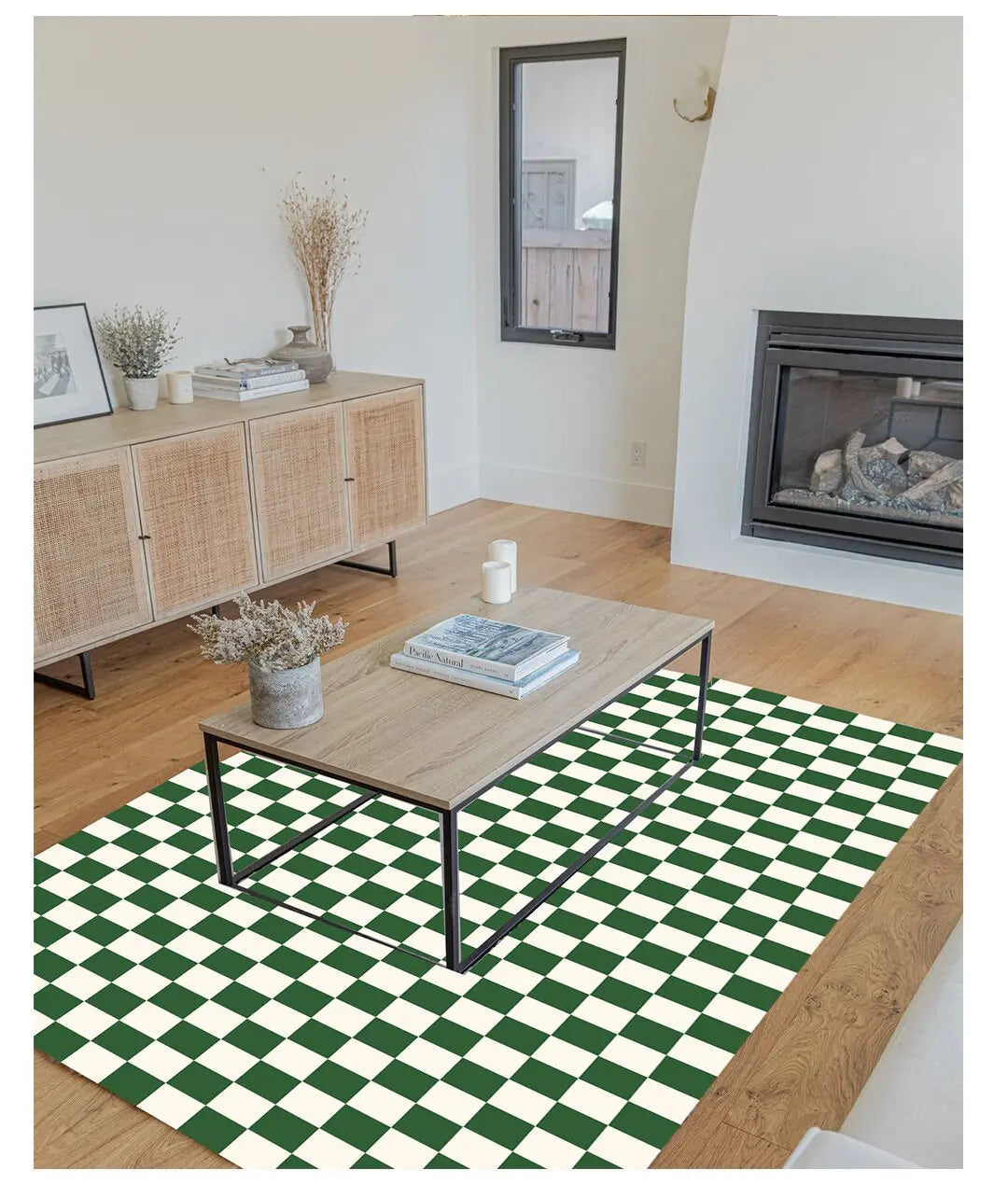 Green and White Checkered Area Rug - Decorstly