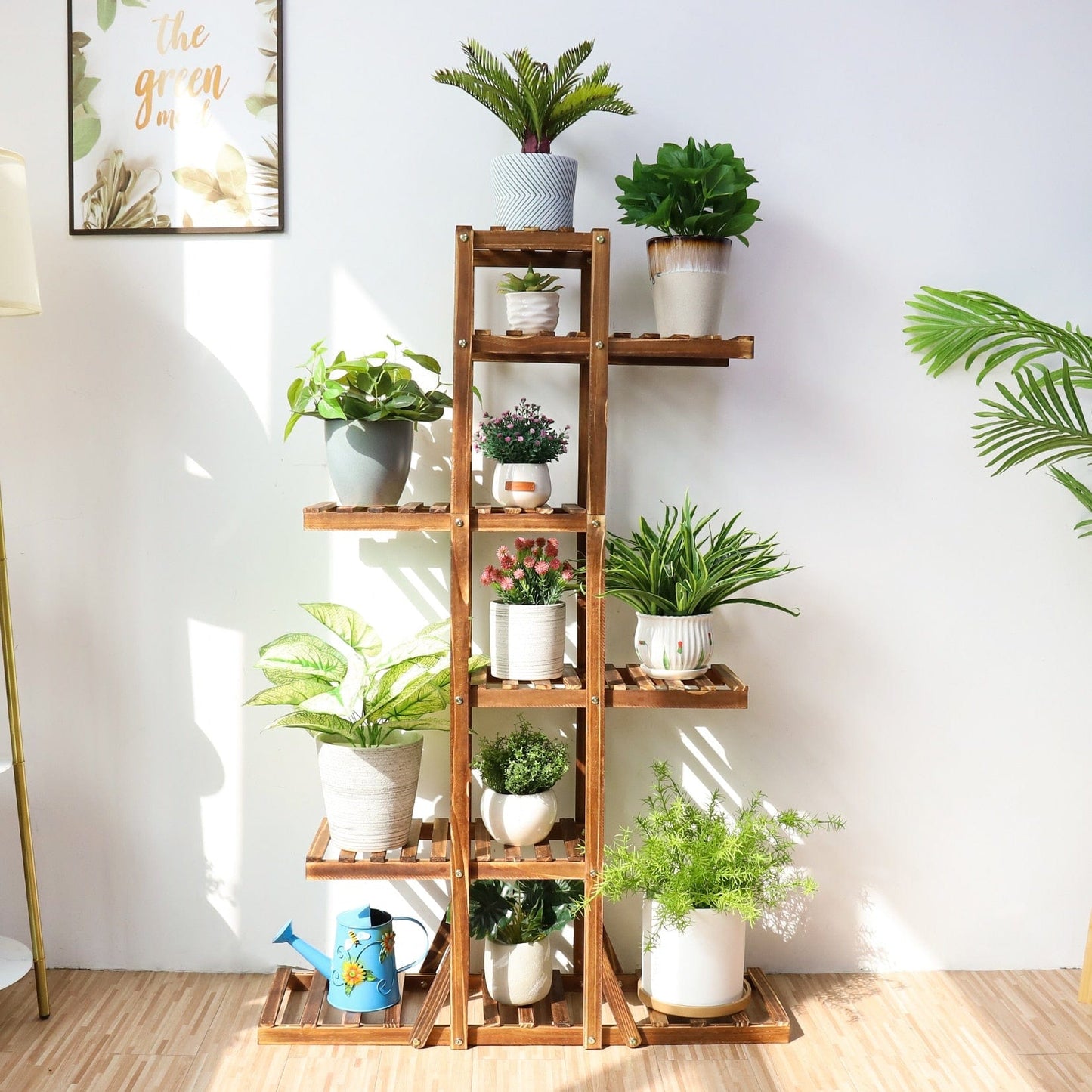 wooden tiered plant stand