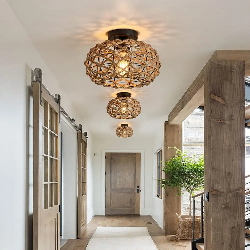 Rattan Flush Mount Light - Decorstly
