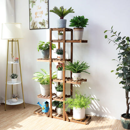 6 Tier Indoor Wooden Plant Stand Flower Pot