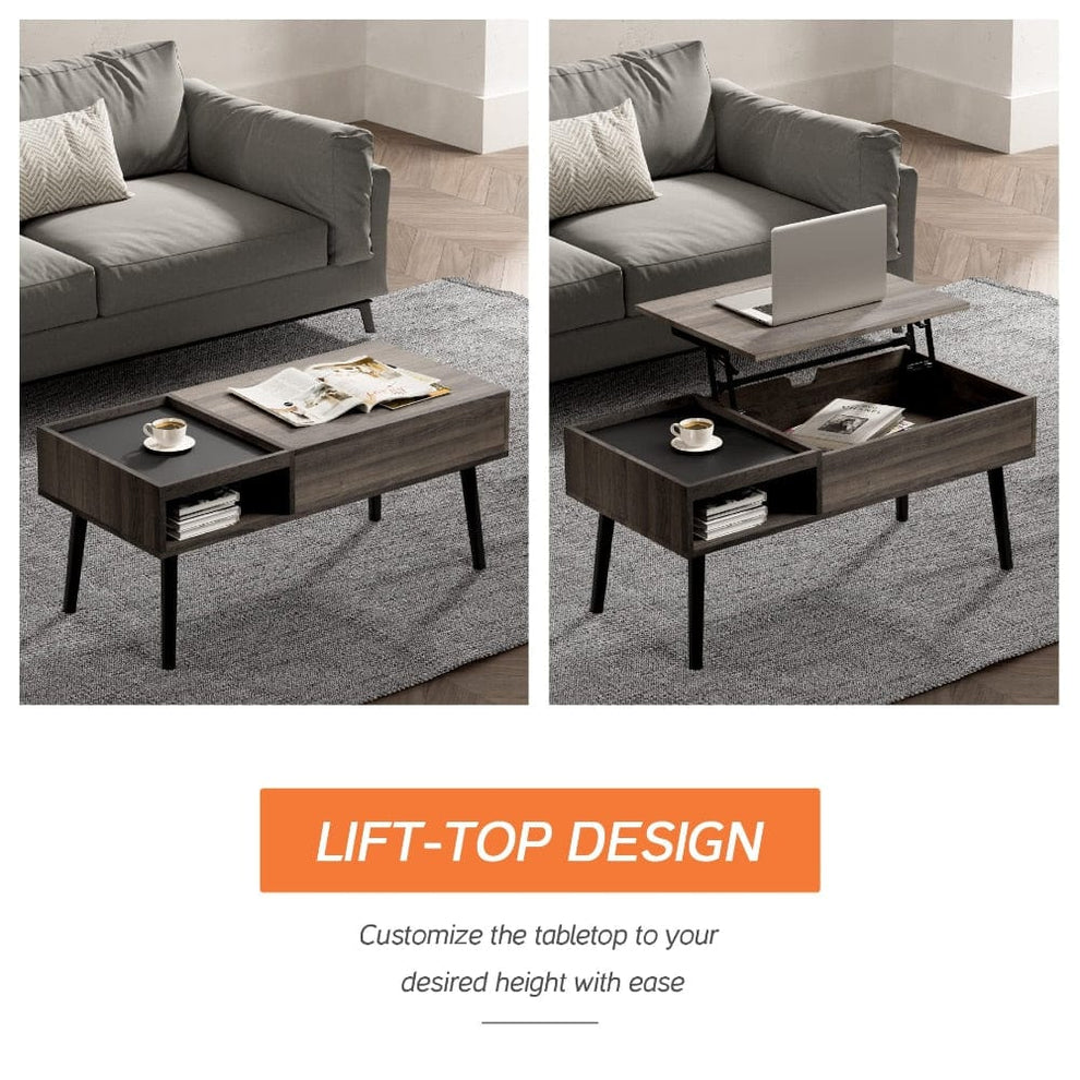 Dark Wood Lift Top Coffee Table - Decorstly