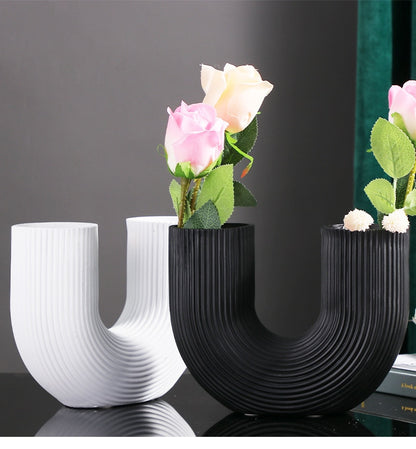 black and white flower vase