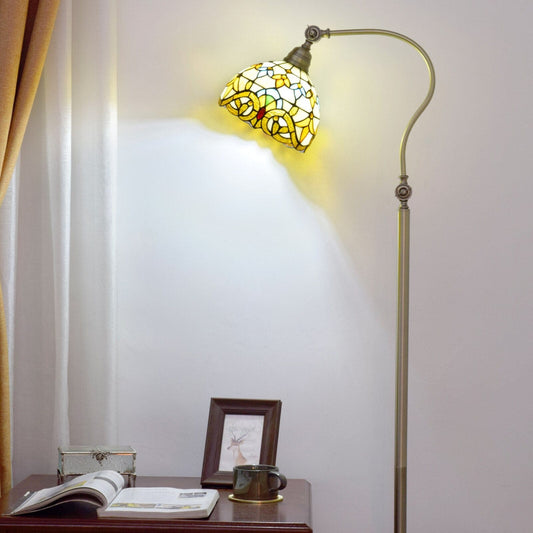 Brass Jewel Tiffany Floor Lamp