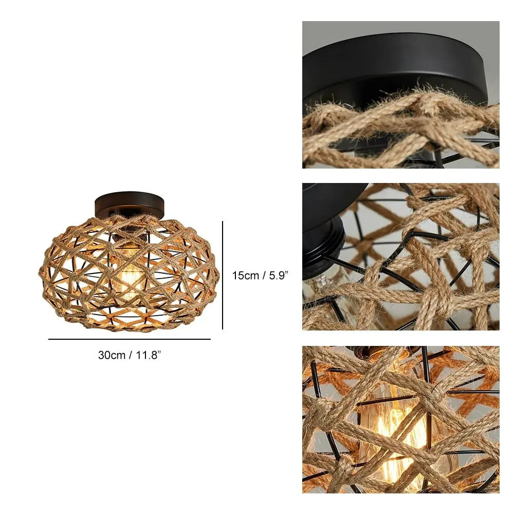 Rattan Flush Mount Light - Decorstly
