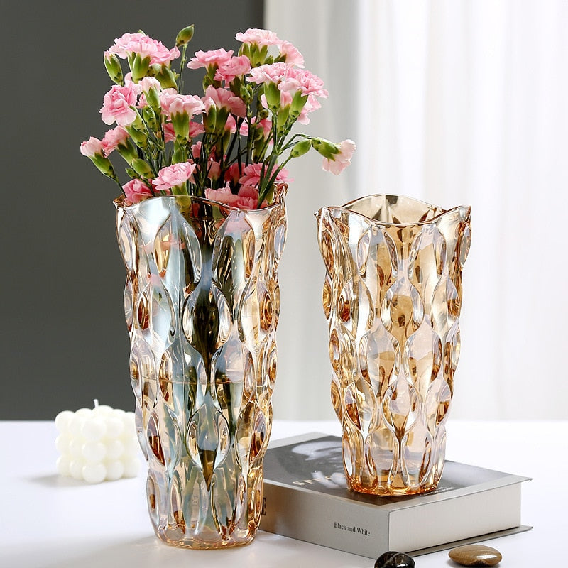 orange glass flower vase