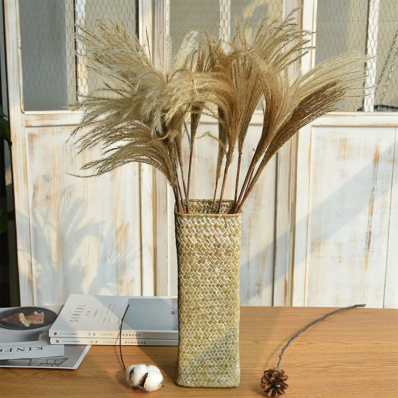 Tall Bamboo Woven Basket Vase