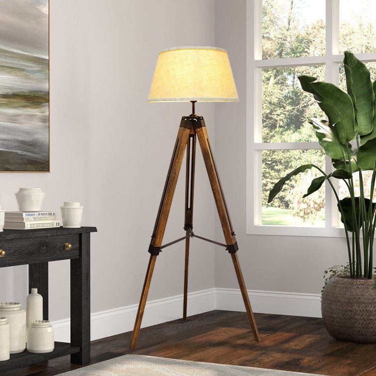 wooden tripod design floor lamp