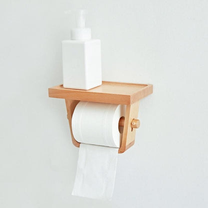 Wooden Toilet Paper Holder and a shelf