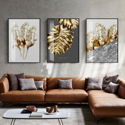 Golden abstract Leaf Painting