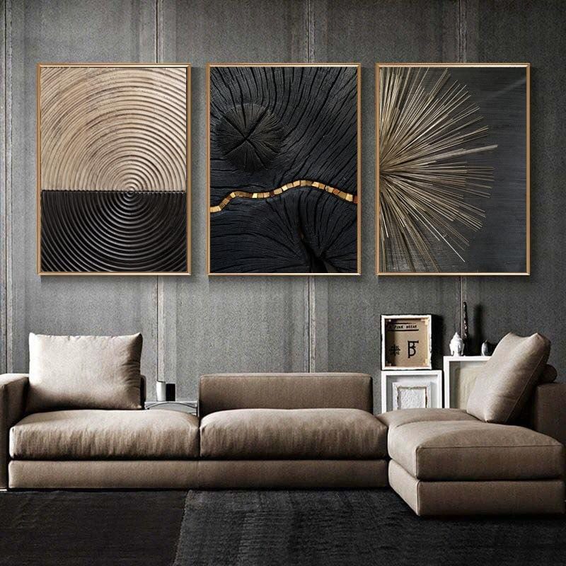 Black Wood Lines Canvas