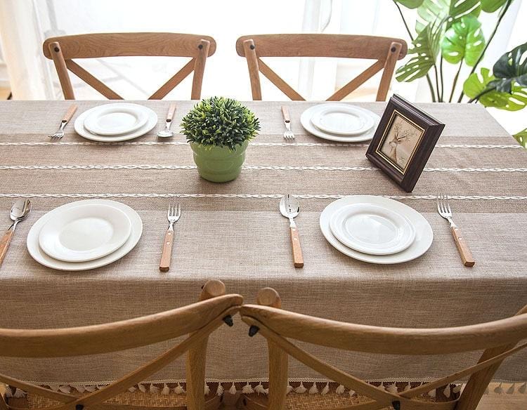 Plaid Tassel Tablecloth - Decorstly