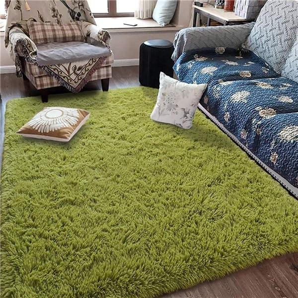 fuzzy faux fur rugs green