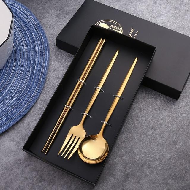 Stainless Steel Spoon Fork Chopsticks - Decorstly