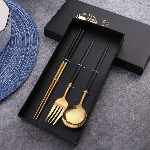 Stainless Steel Spoon Fork Chopsticks - Decorstly