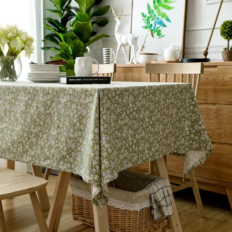 Green Floral Frilled Tablecloth