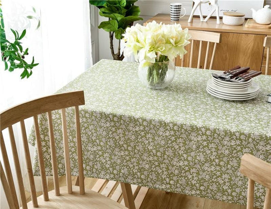 Green Floral Frilled Tablecloth