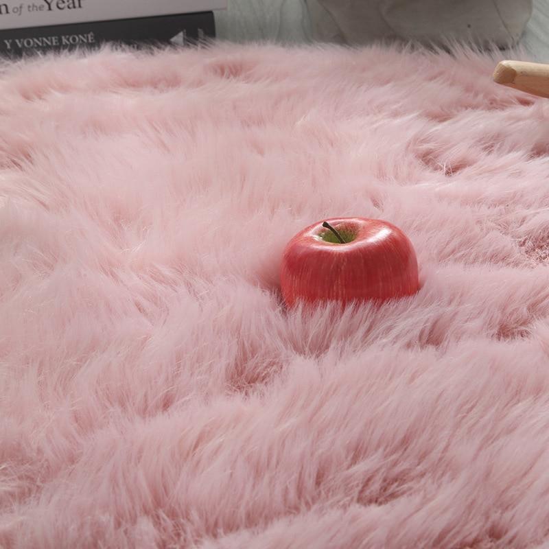 Faux Sheepskin Fur Area Rug pink