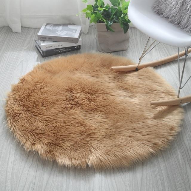 Faux Sheepskin Fur Area Rug camel