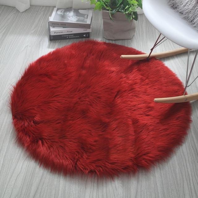 Faux Sheepskin Fur Area Rug red