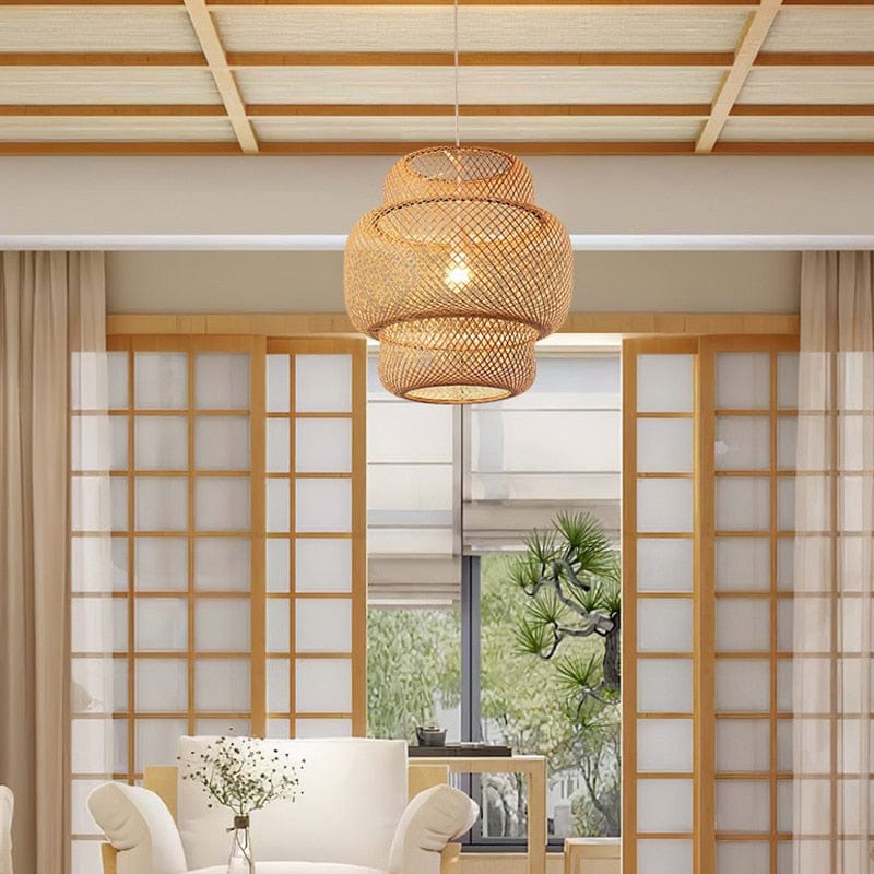bamboo wood bead chandelier for home decor