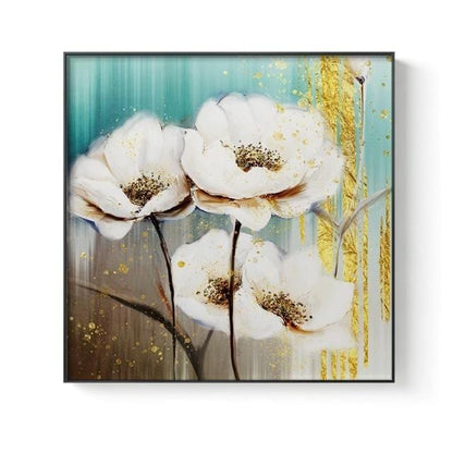 White Golden Flower Canvas