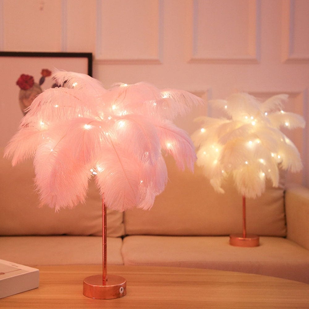 pink feather lamp