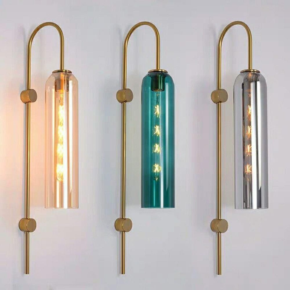 Brass Glass Wall Sconce plug in