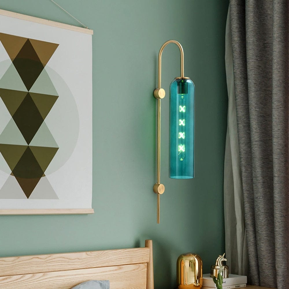 bedside Brass Glass Wall Sconce