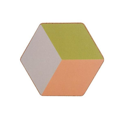 Geometric Hexagon Wood Cork Coaster Placemat